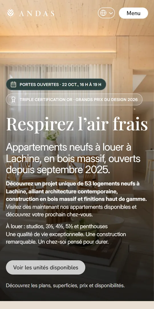 andas.ca sur un téléphone