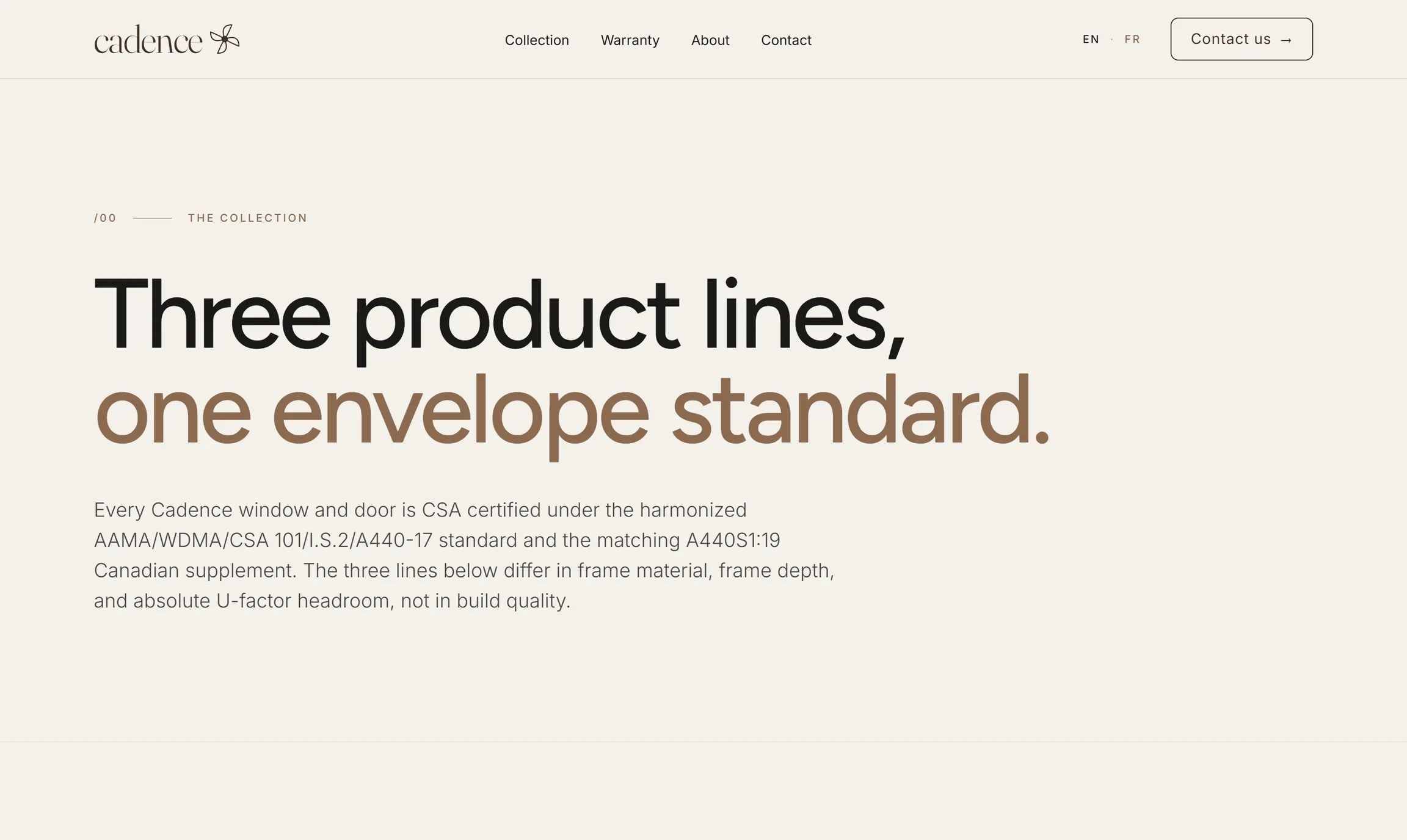La collection sur cadencemtl.com