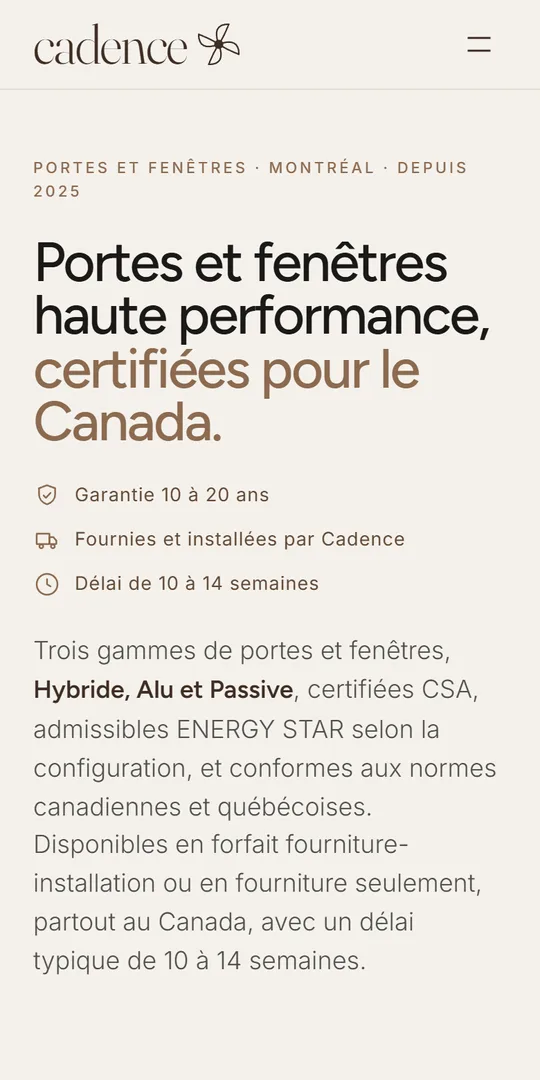 cadencemtl.com sur un téléphone