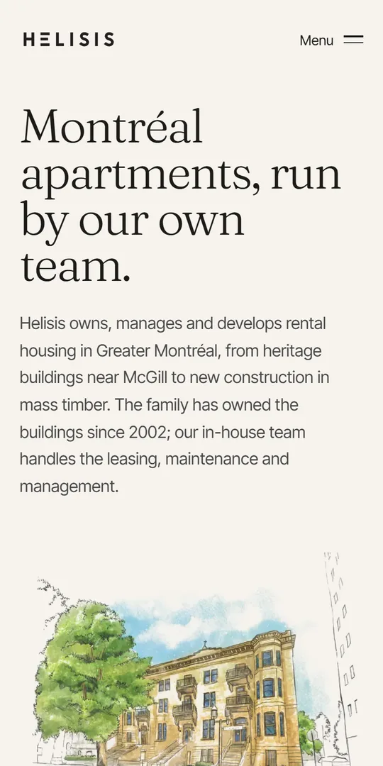 Le site d'Helisis sur un téléphone