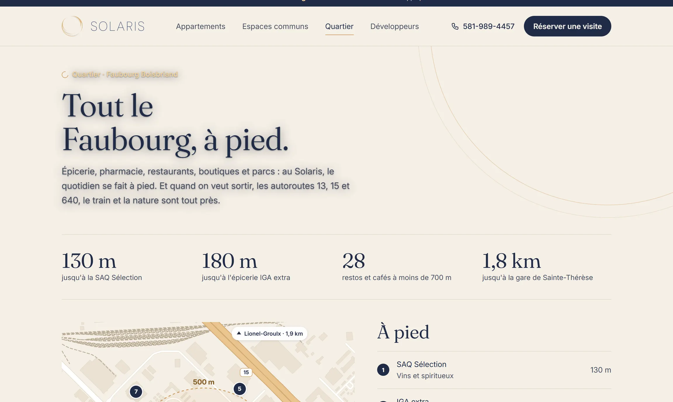 La carte du quartier à pied